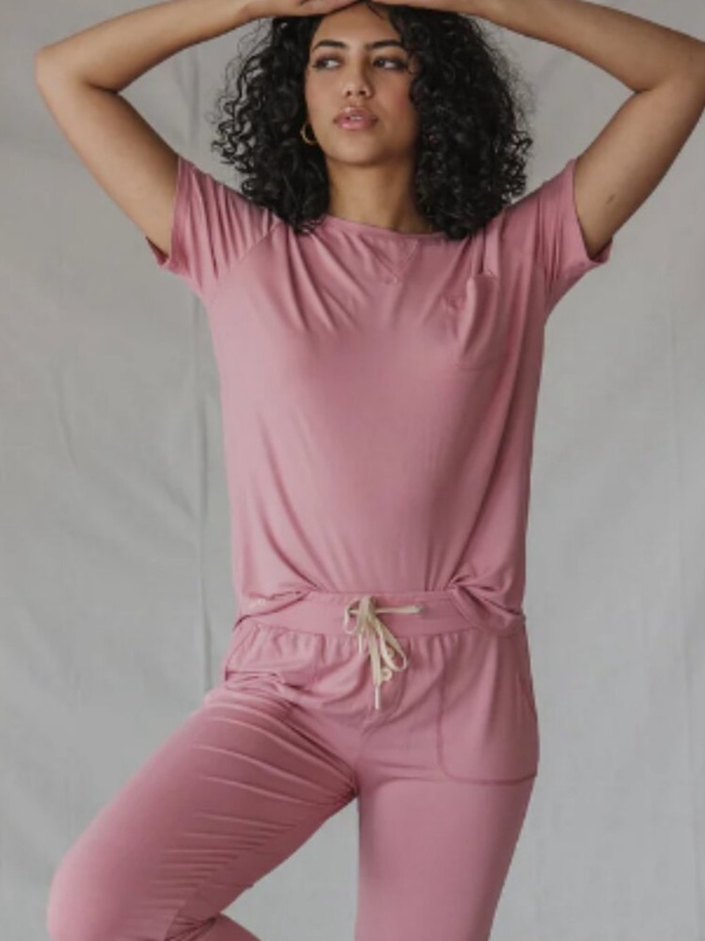 Lates by Kate Jam Pants Set Tee Jogger Mauve Pink Purple Extra Large